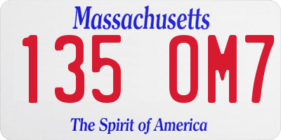 MA license plate 135OM7
