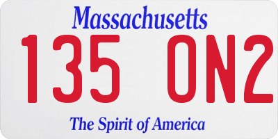 MA license plate 135ON2