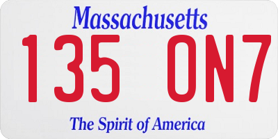 MA license plate 135ON7