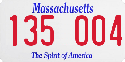 MA license plate 135OO4