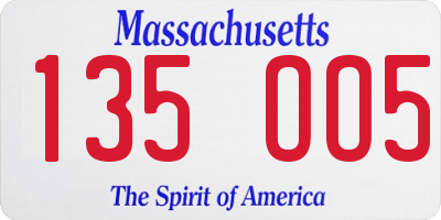 MA license plate 135OO5