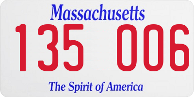 MA license plate 135OO6