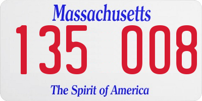 MA license plate 135OO8