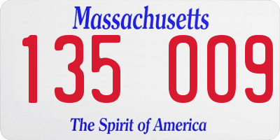 MA license plate 135OO9