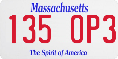 MA license plate 135OP3