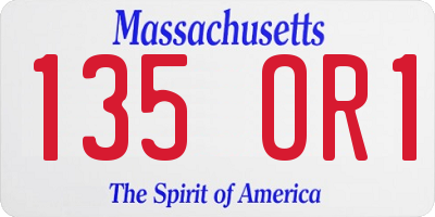 MA license plate 135OR1