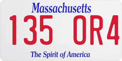 MA license plate 135OR4