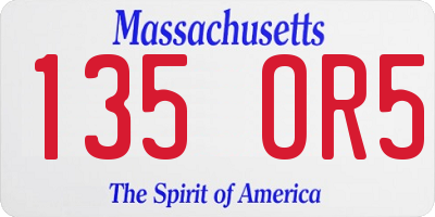 MA license plate 135OR5
