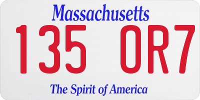 MA license plate 135OR7