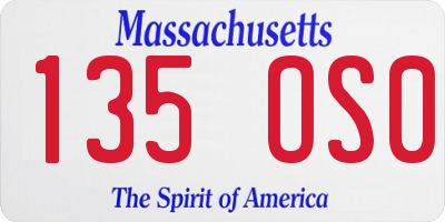 MA license plate 135OS0