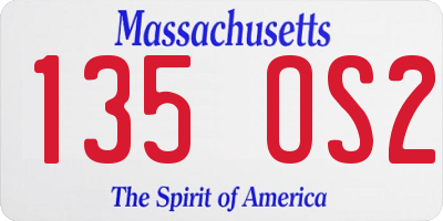 MA license plate 135OS2