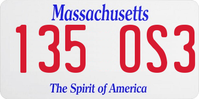 MA license plate 135OS3