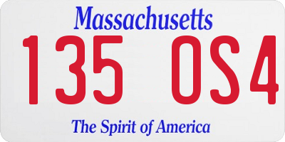 MA license plate 135OS4