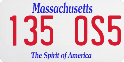 MA license plate 135OS5