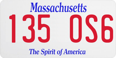 MA license plate 135OS6