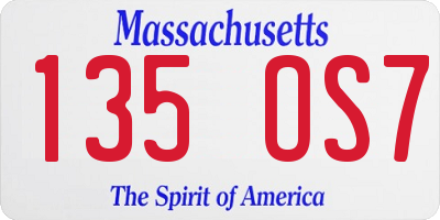 MA license plate 135OS7