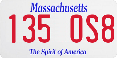 MA license plate 135OS8