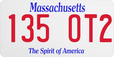 MA license plate 135OT2