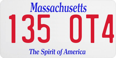 MA license plate 135OT4