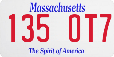 MA license plate 135OT7