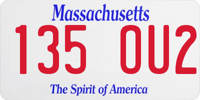 MA license plate 135OU2