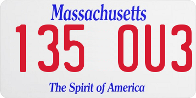 MA license plate 135OU3
