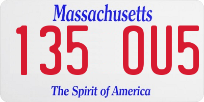 MA license plate 135OU5