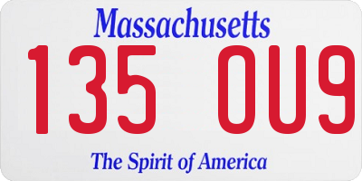 MA license plate 135OU9