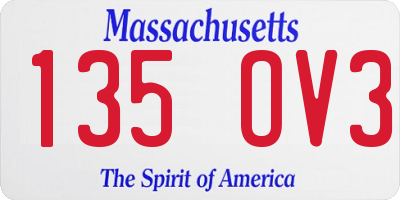 MA license plate 135OV3