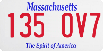 MA license plate 135OV7