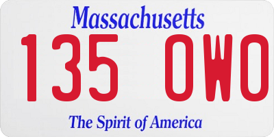 MA license plate 135OW0