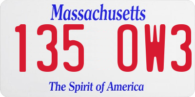 MA license plate 135OW3