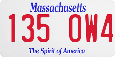 MA license plate 135OW4
