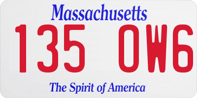 MA license plate 135OW6