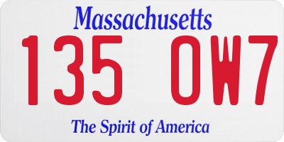 MA license plate 135OW7