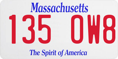 MA license plate 135OW8