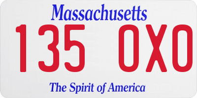 MA license plate 135OX0