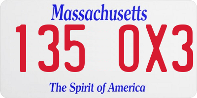MA license plate 135OX3