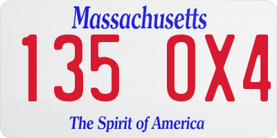MA license plate 135OX4