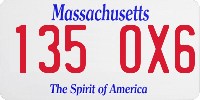 MA license plate 135OX6