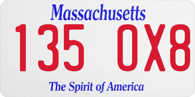 MA license plate 135OX8