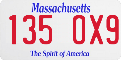 MA license plate 135OX9