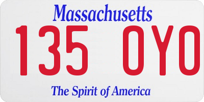 MA license plate 135OY0