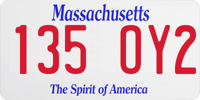 MA license plate 135OY2