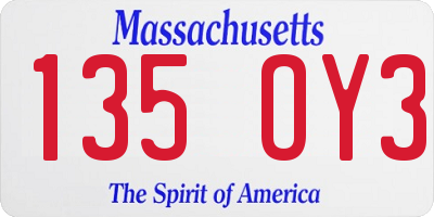 MA license plate 135OY3