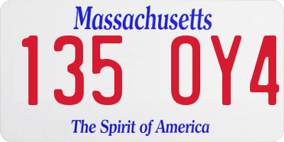 MA license plate 135OY4