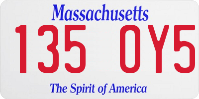 MA license plate 135OY5