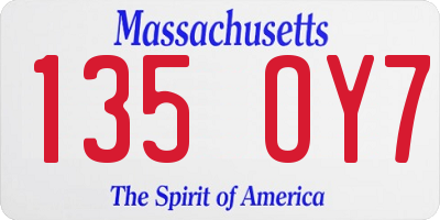 MA license plate 135OY7