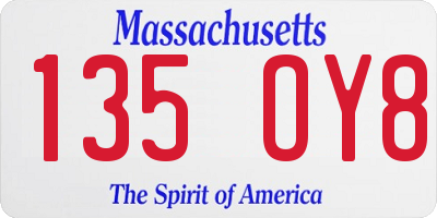 MA license plate 135OY8