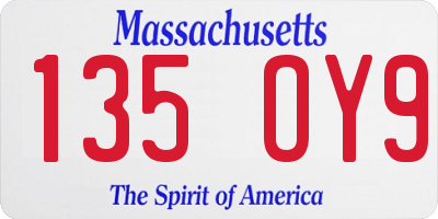 MA license plate 135OY9